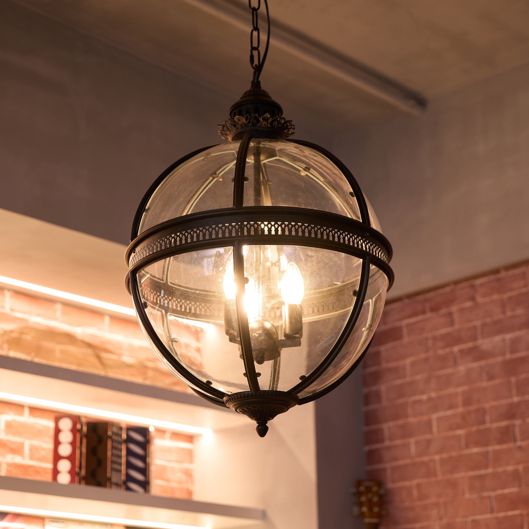 Svelte Ancien Industriel Métal Verre Suspension - Neutralighting