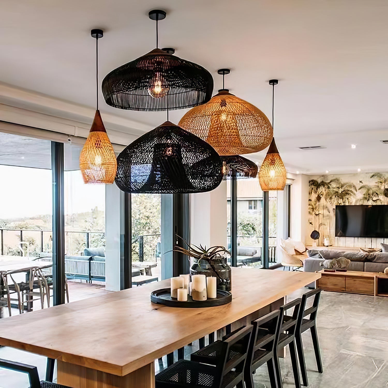 Evelyn Suspension en Rotin Tressé pour Salon - Neutralighting