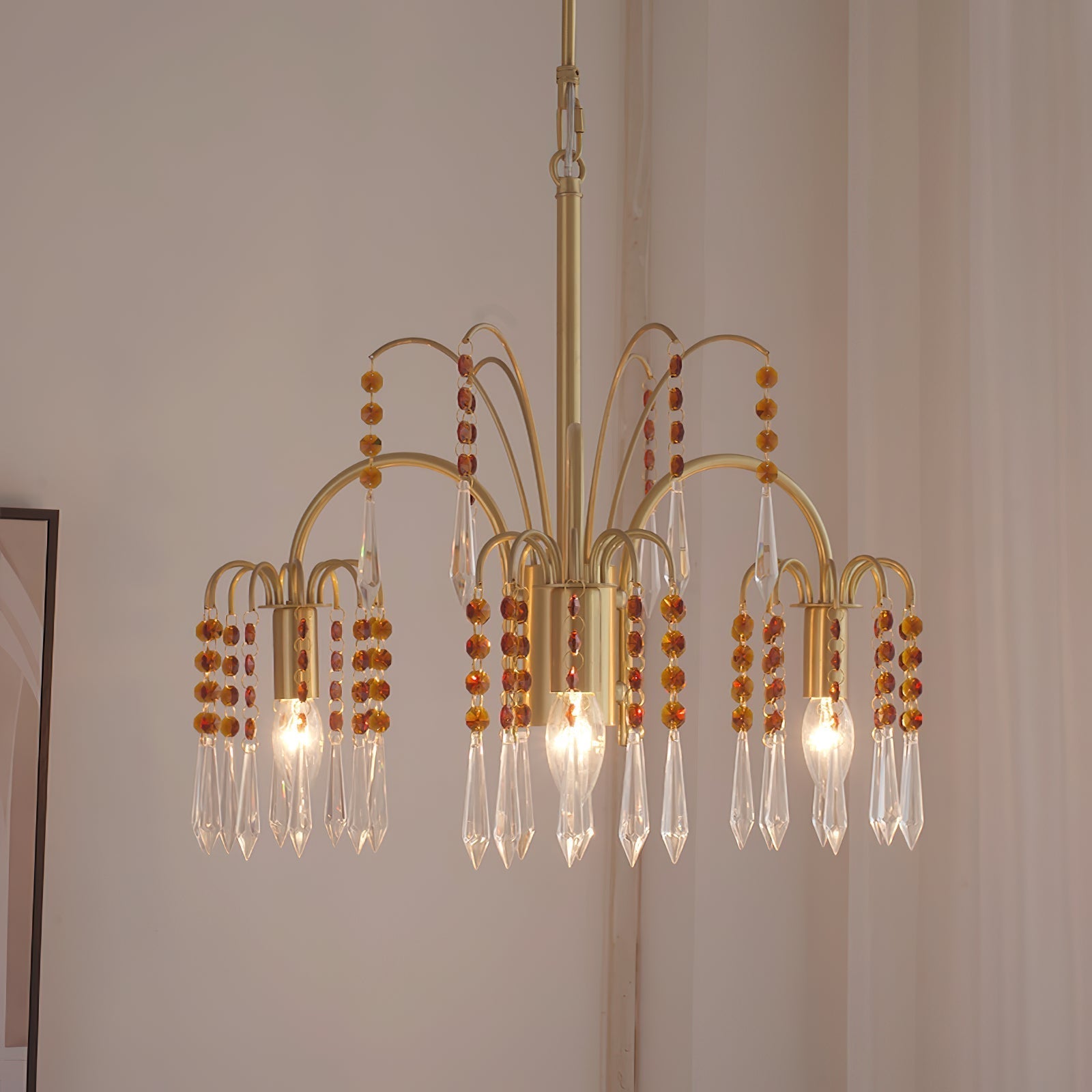 Voyant Premium Luxury Candle Crystal Chandelier - Lamp Copper