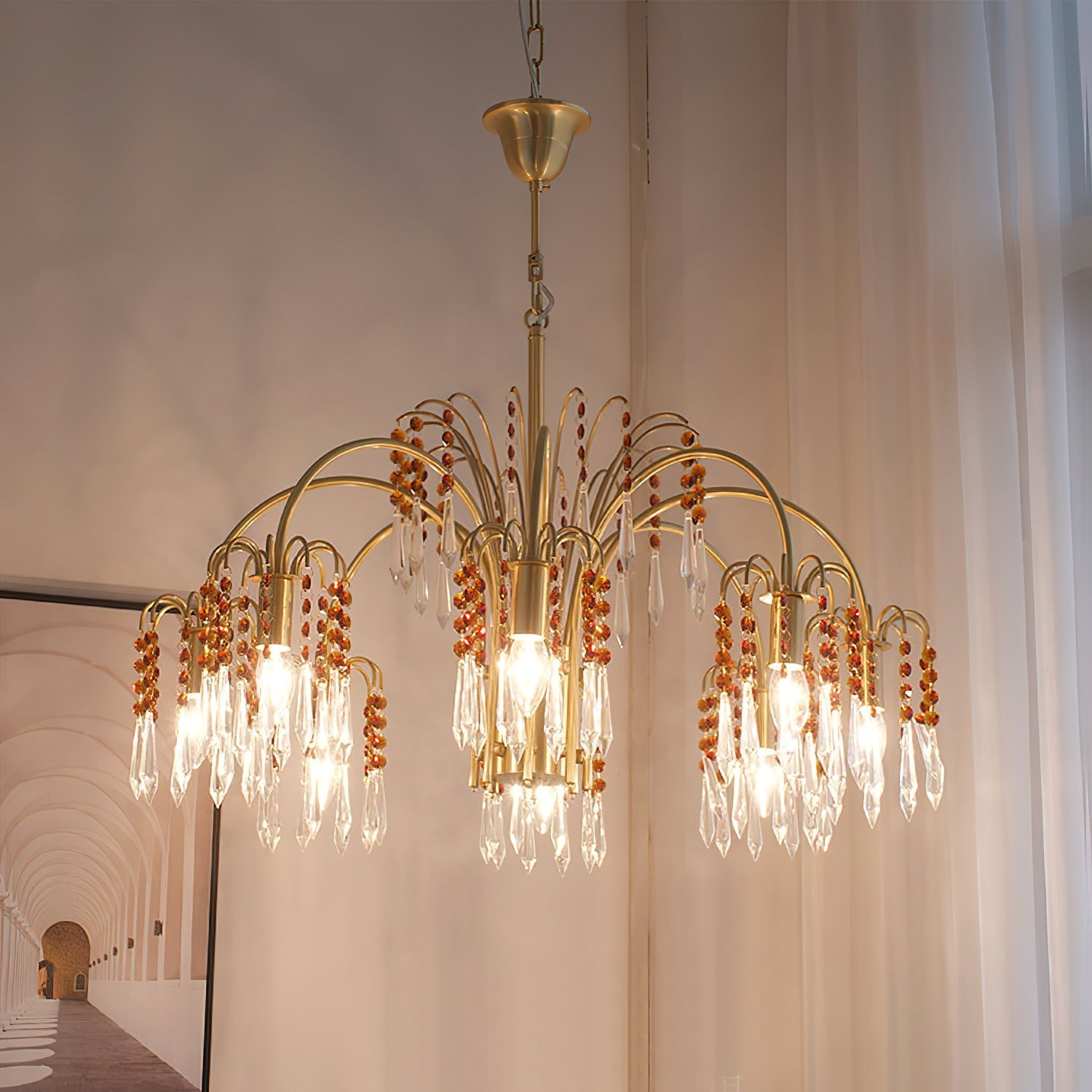 Voyant Premium Luxury Candle Crystal Chandelier - Lamp Copper