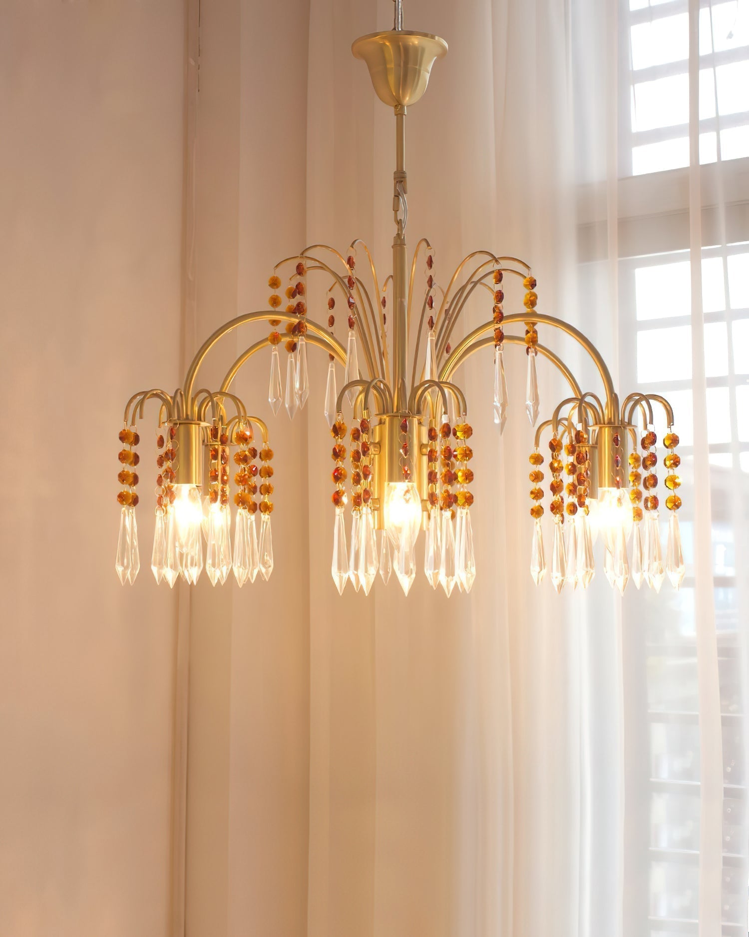 Voyant Premium Luxury Candle Crystal Chandelier - Lamp Copper