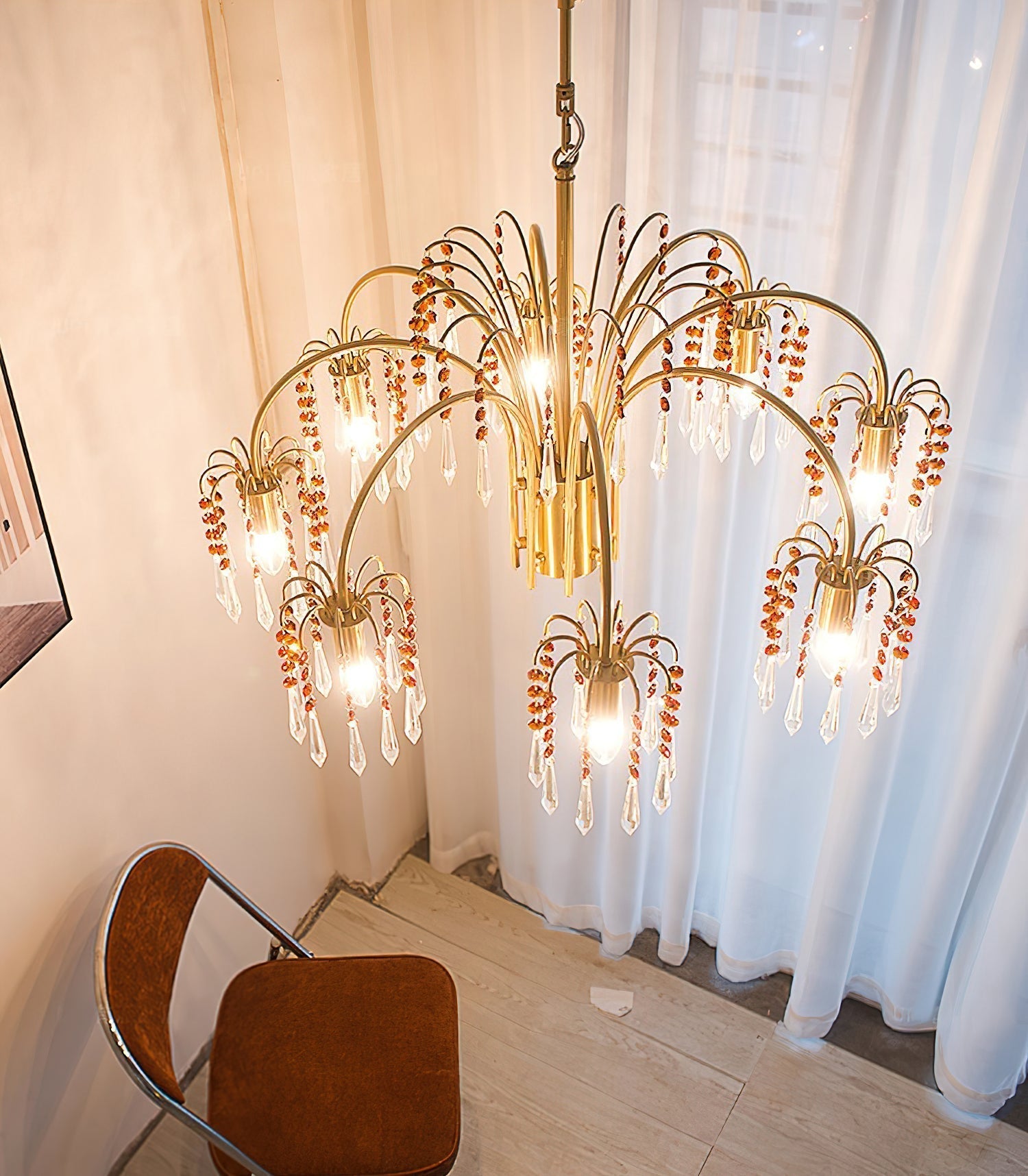 Voyant Premium Luxury Candle Crystal Chandelier - Lamp Copper
