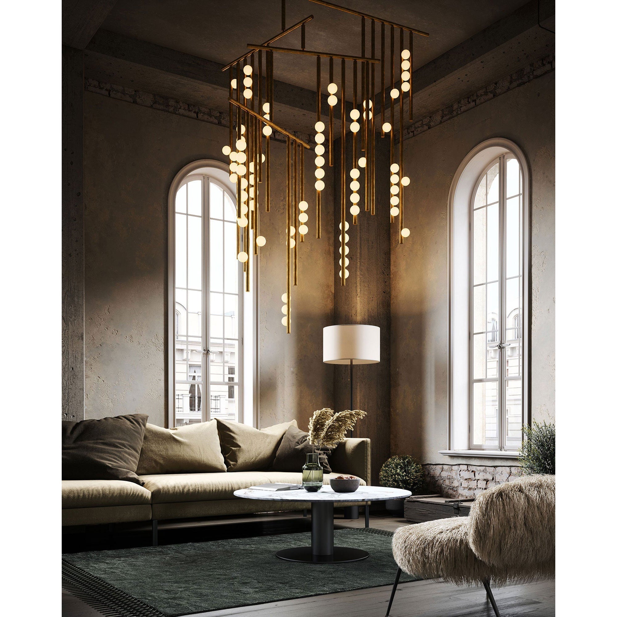 Orbis Moderne Minimaliste Baisse Système Antique Verre Lustre - Neutralighting