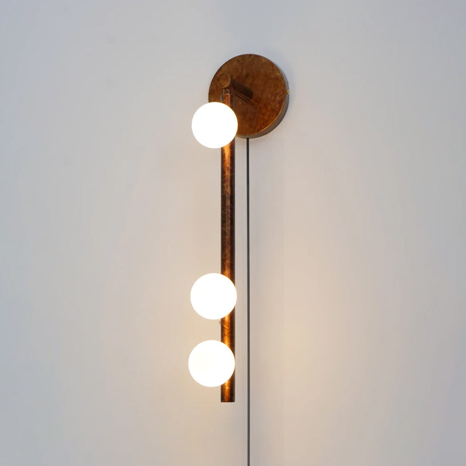 Pamela Tube Plug-in Brass Glass Wall Lamp - Neutralighting