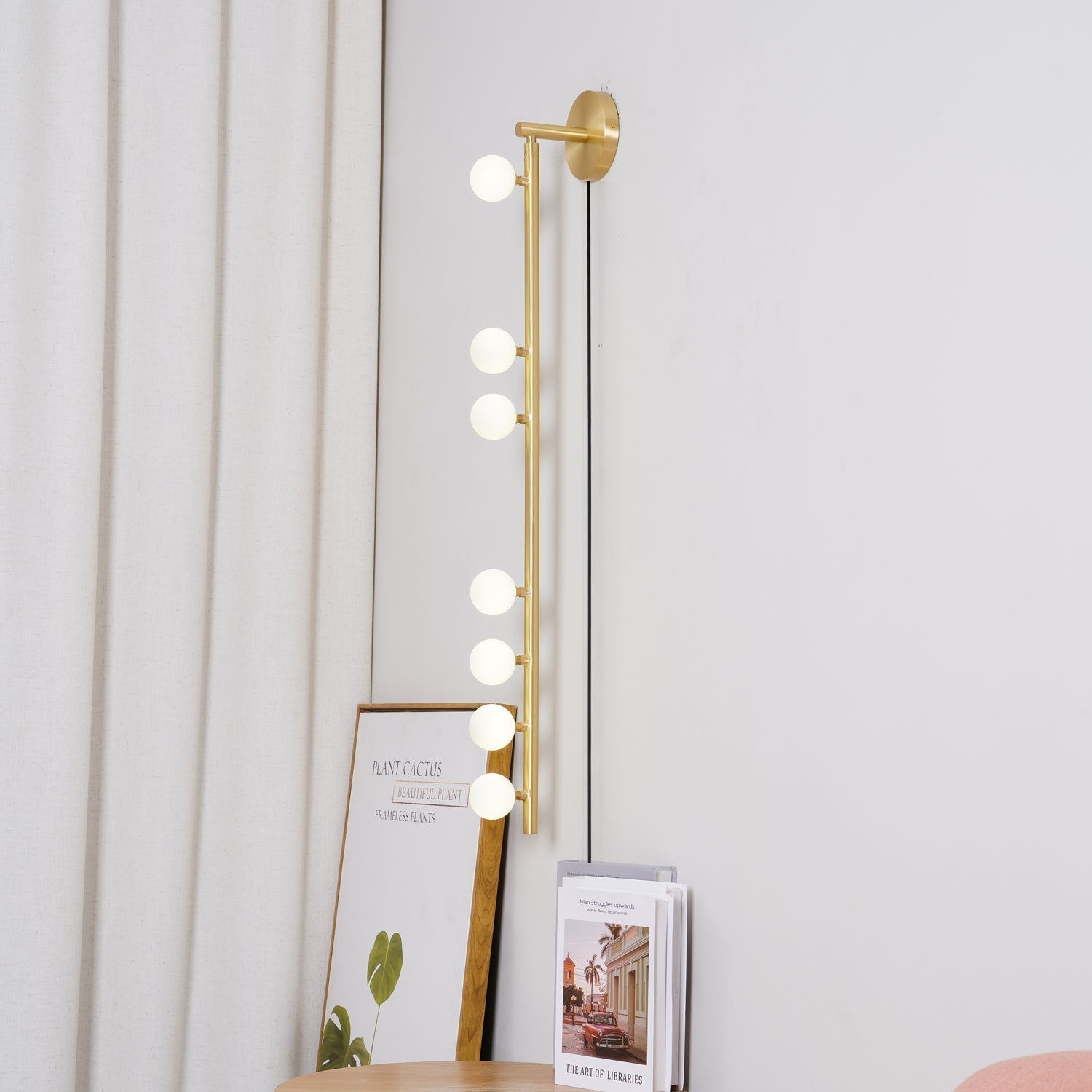 Pamela Tube Plug-in Brass Glass Wall Lamp - Neutralighting
