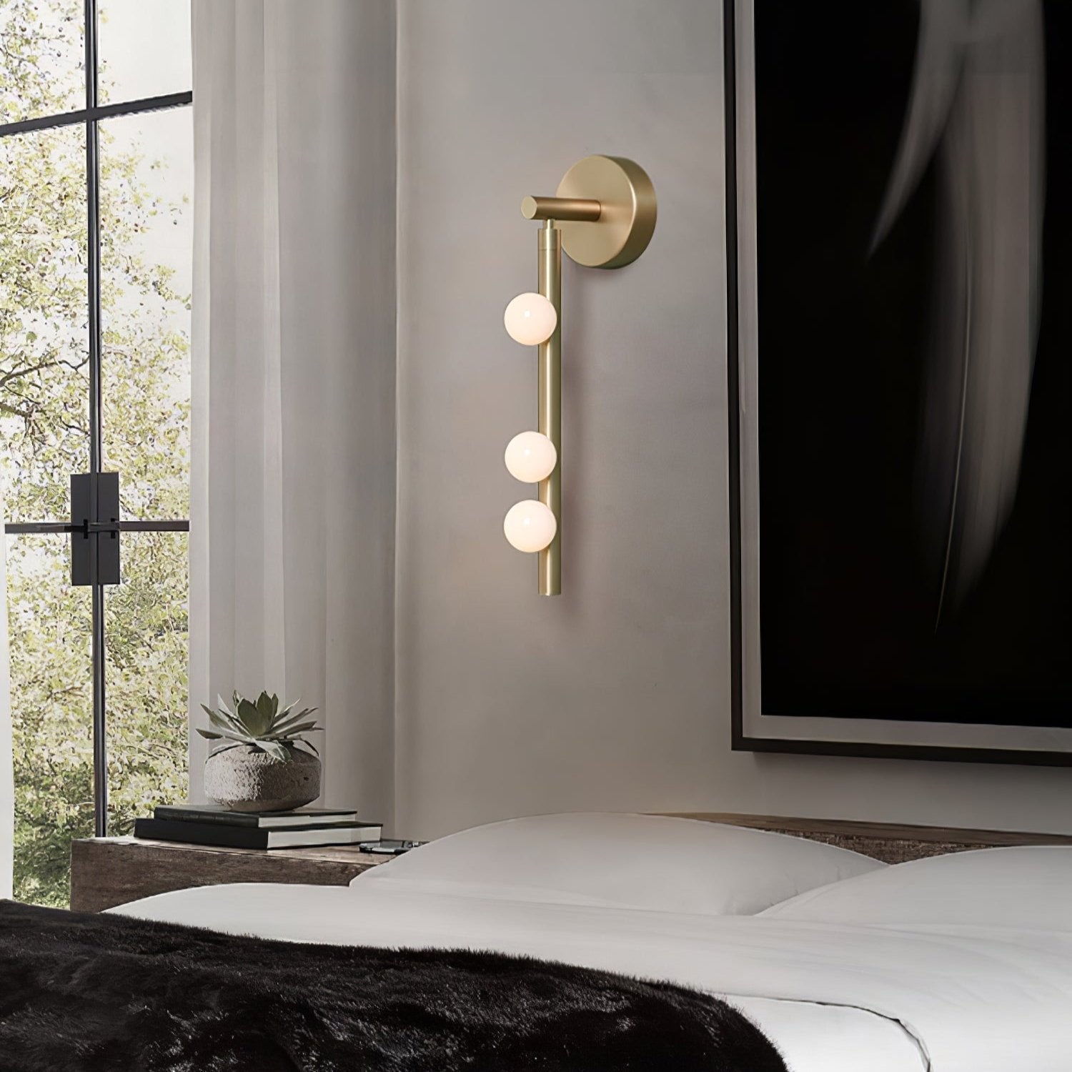 Pamela Tube Plug-in Brass Glass Wall Lamp - Neutralighting