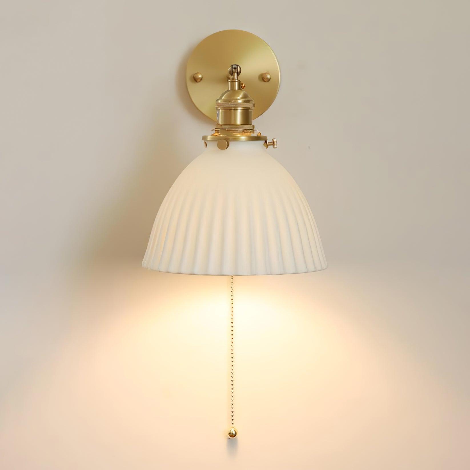Brass Pleated Ceramic Wall Lamp - Blowlighting