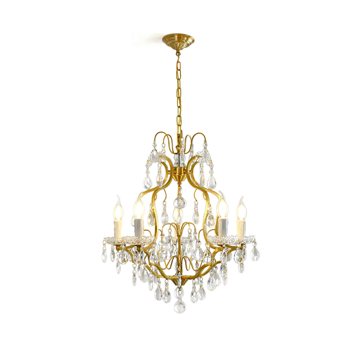 Cevinyra Postmodern Luxury Brass Crystal Scrolls Chandelier - Lamp Copper