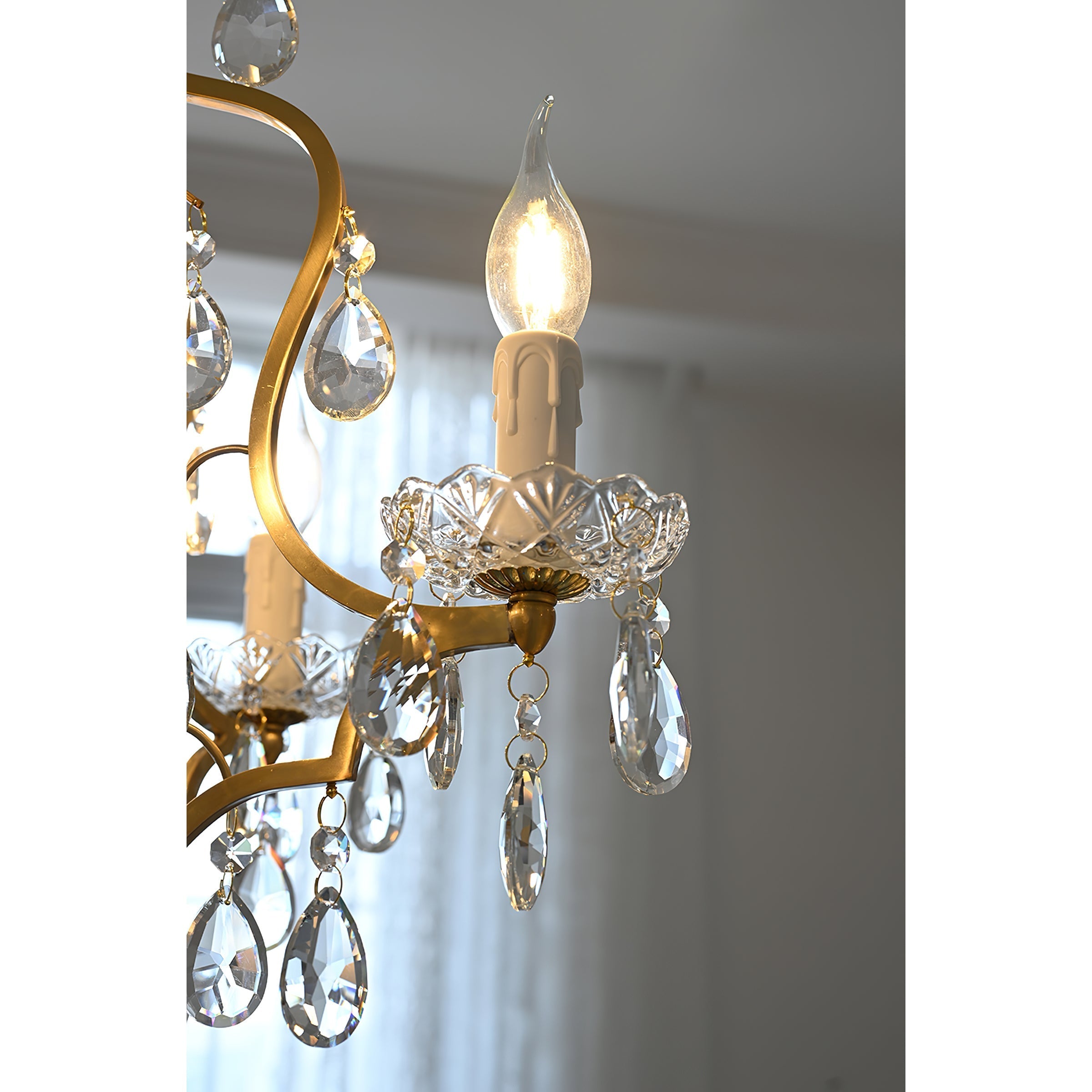 Cevinyra Postmodern Luxury Brass Crystal Scrolls Chandelier - Lamp Copper