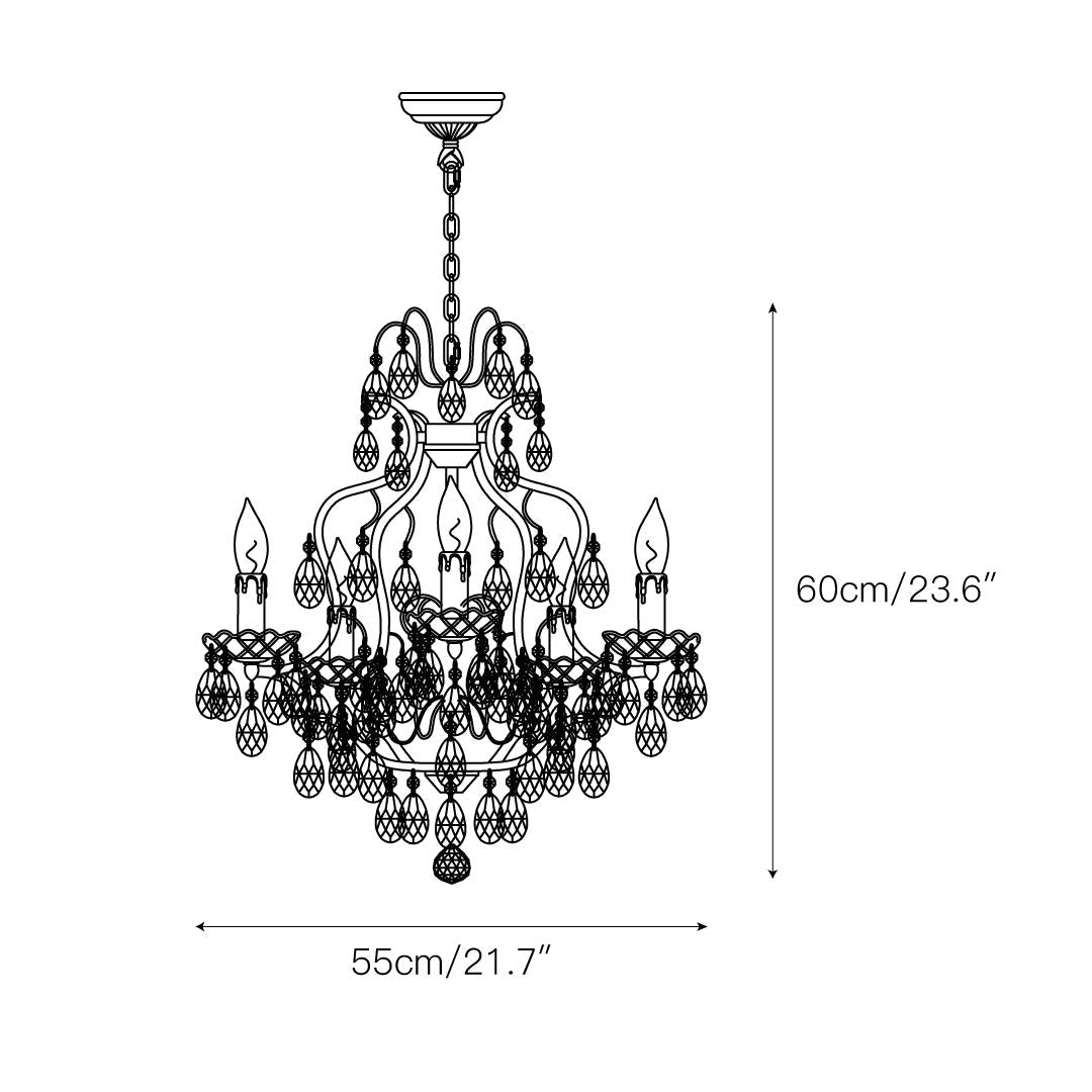 Cevinyra Postmodern Luxury Brass Crystal Scrolls Chandelier - Lamp Copper