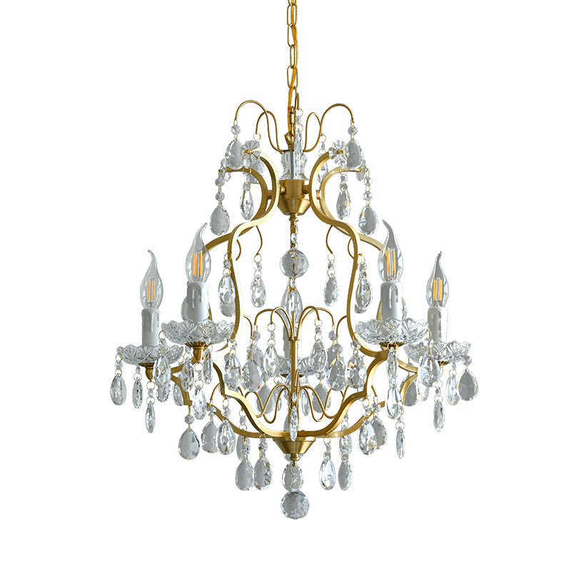 Cevinyra Postmodern Luxury Brass Crystal Scrolls Chandelier - Lamp Copper