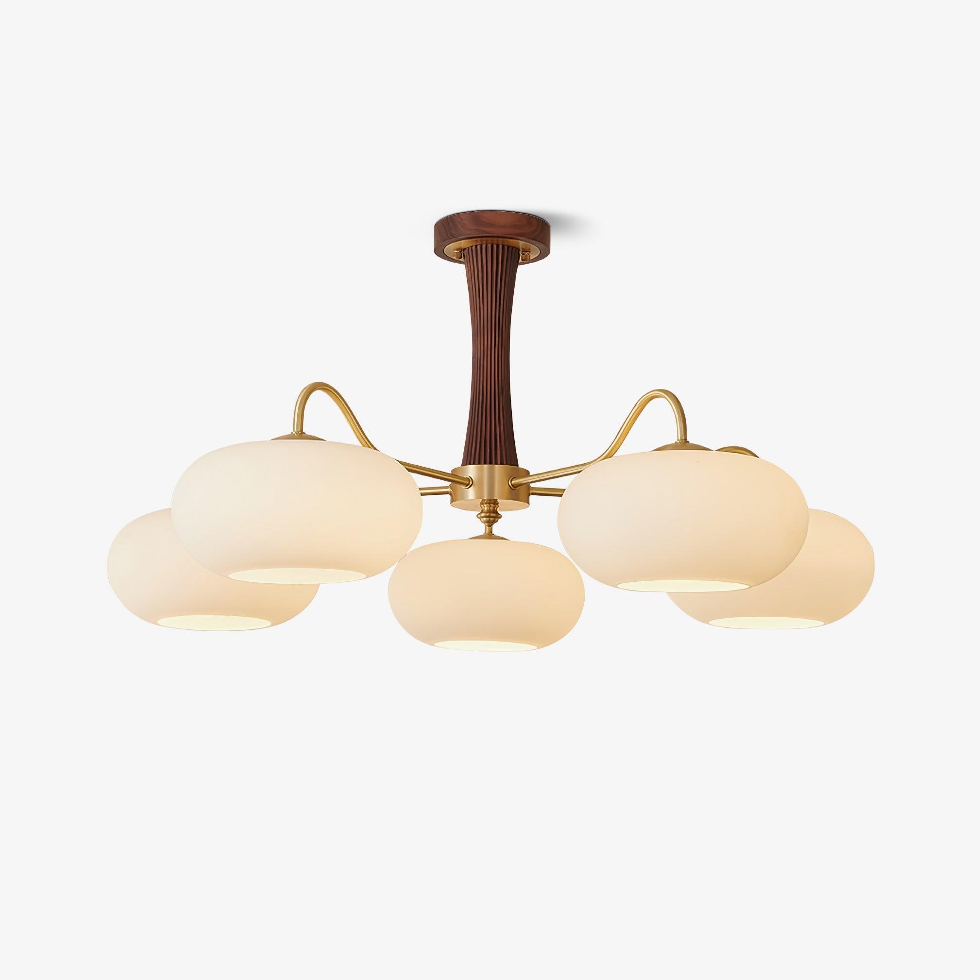 Candy Lustre Kaki en Laiton, Bois et Verre