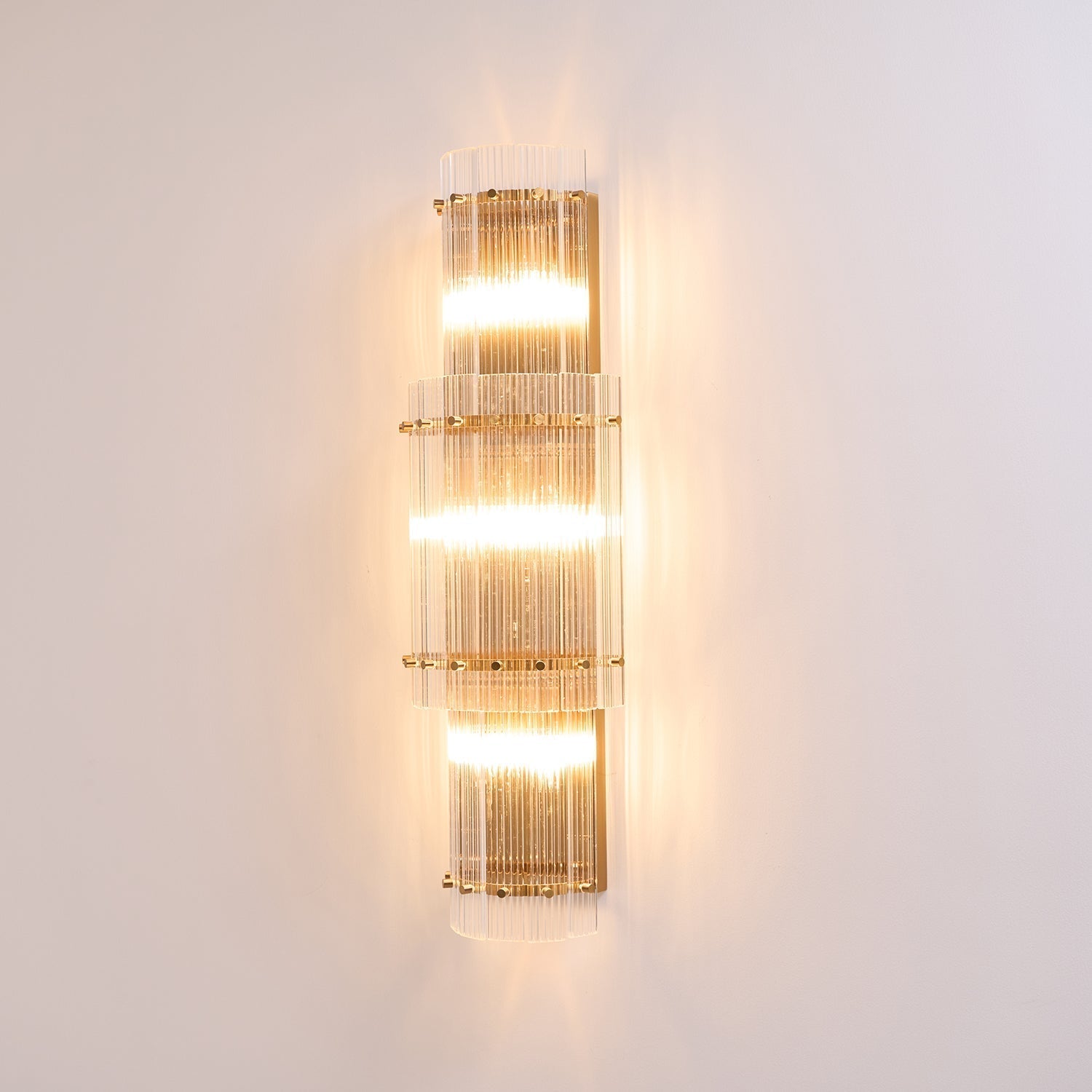 Aurora Wall Light Layered Glass Rods Copper Modern Vertical - Letslighting
