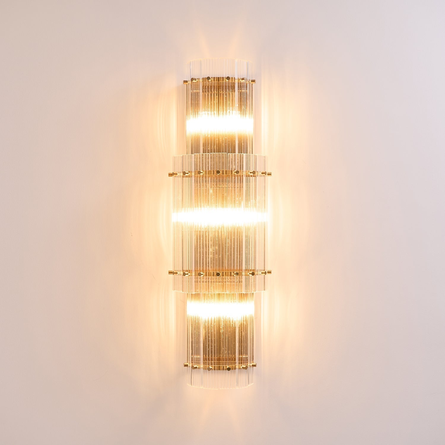 Aurora Wall Light Layered Glass Rods Copper Modern Vertical - Letslighting