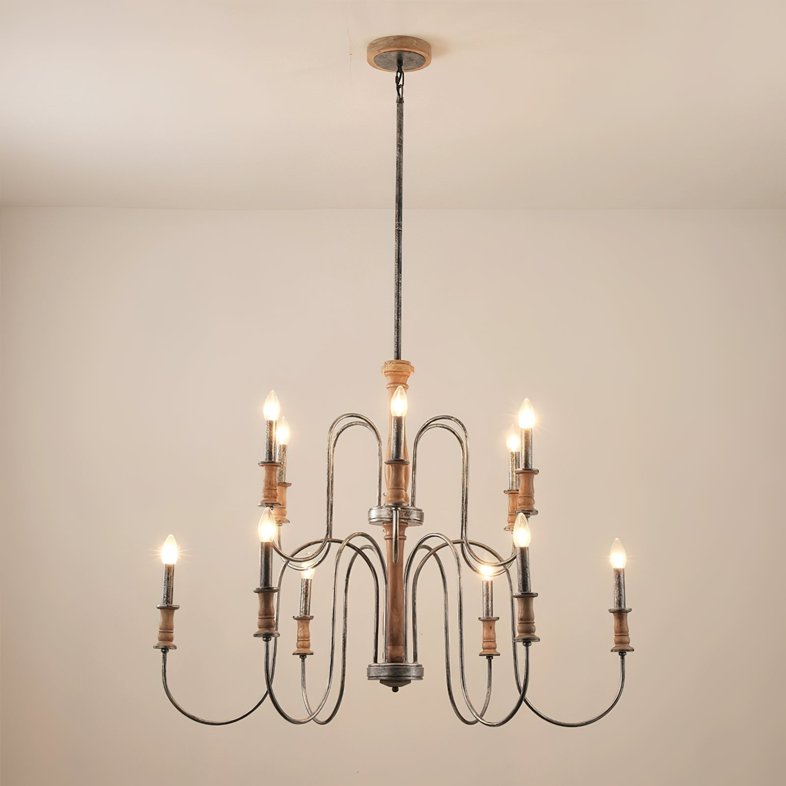 Volo Postmodern Luxury Wooden Metal Chandelier - Lamp Copper