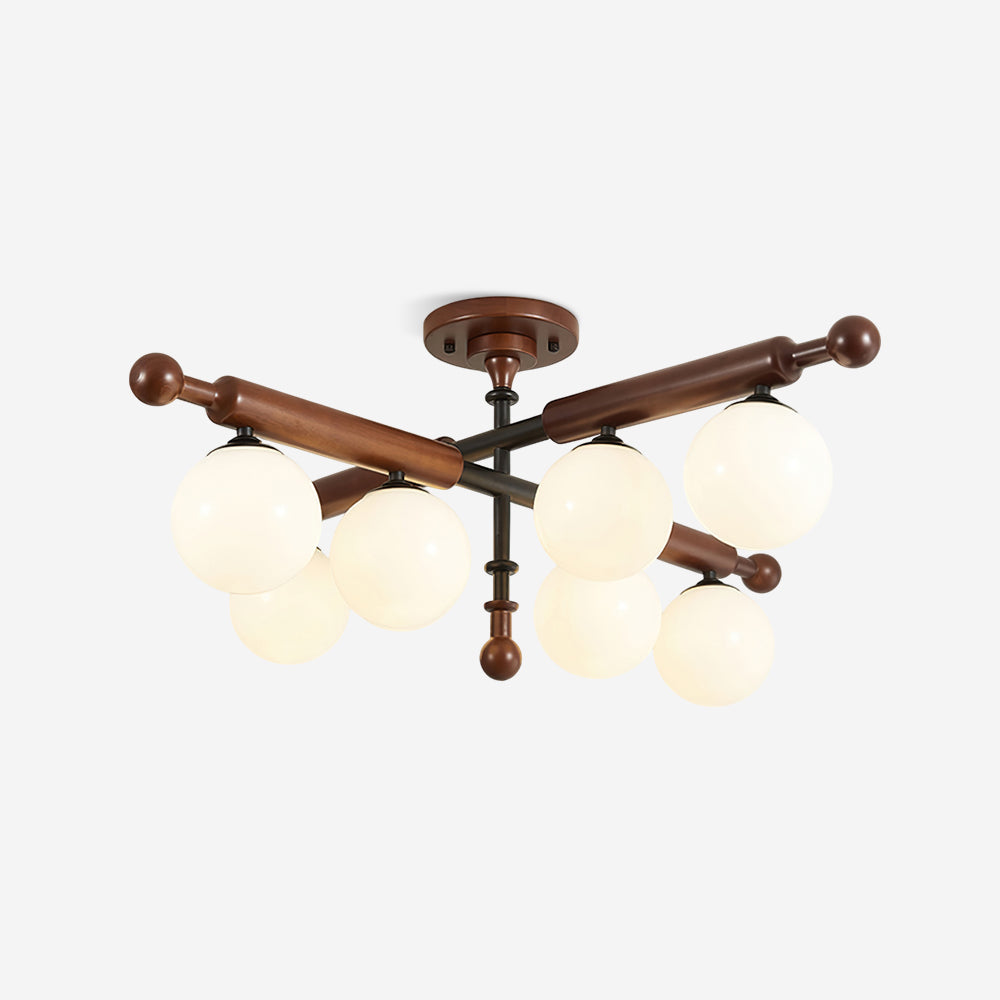 Briette Ceiling Light Wood Glass Globe Mid Century - Letslighting