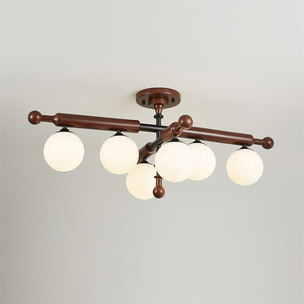 Briette Ceiling Light Wood Glass Globe Mid Century - Letslighting