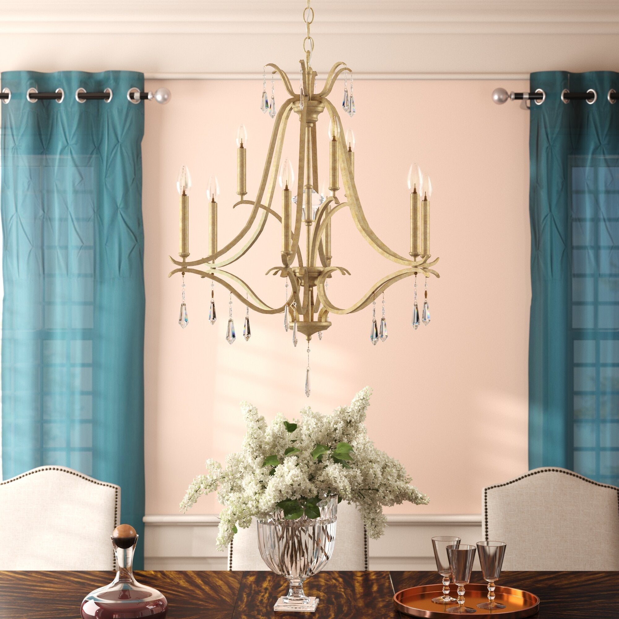 Lyra Postmodern Luxury Copper Crystal Chandelier - Lamp Copper