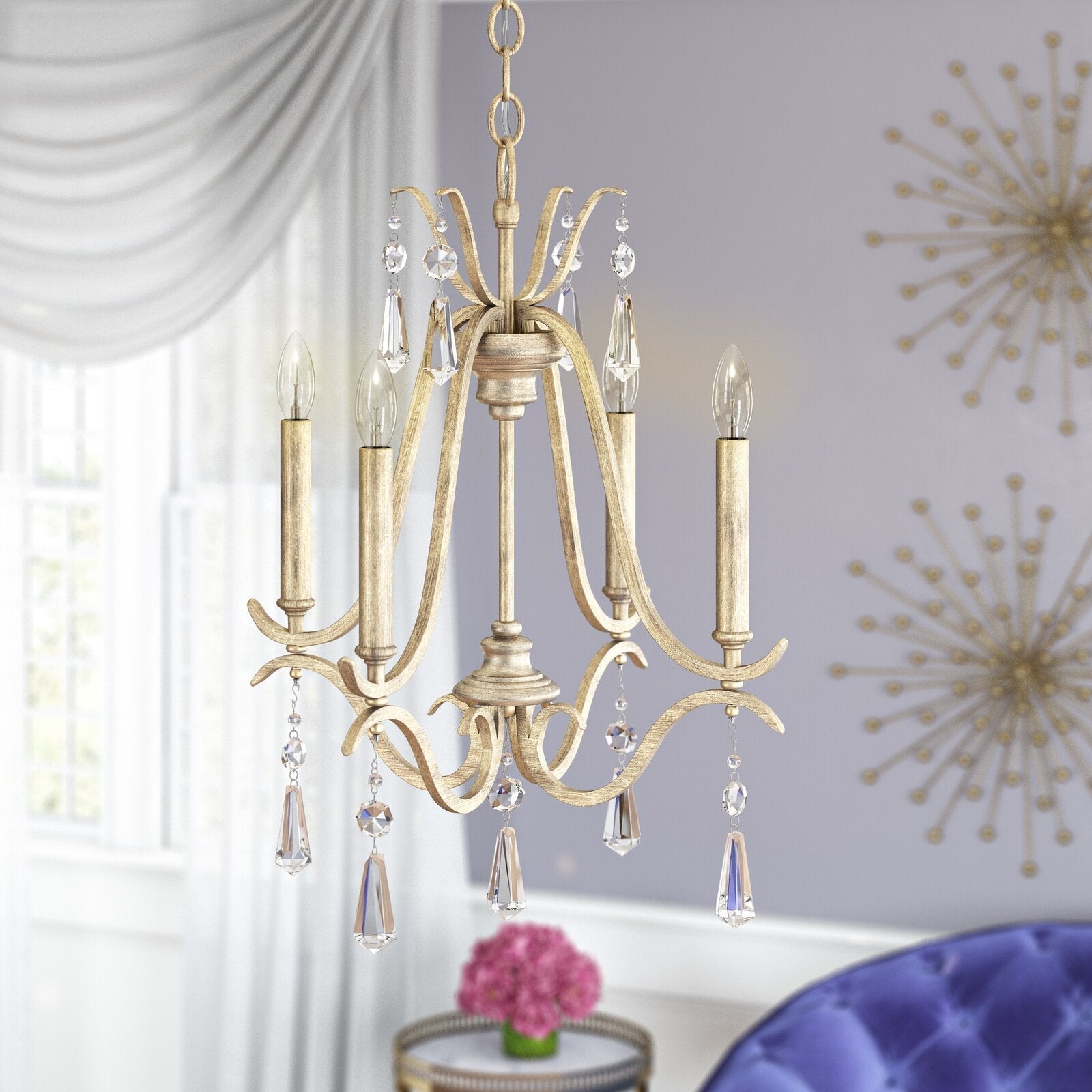 Lyra Postmodern Luxury Copper Crystal Chandelier - Lamp Copper