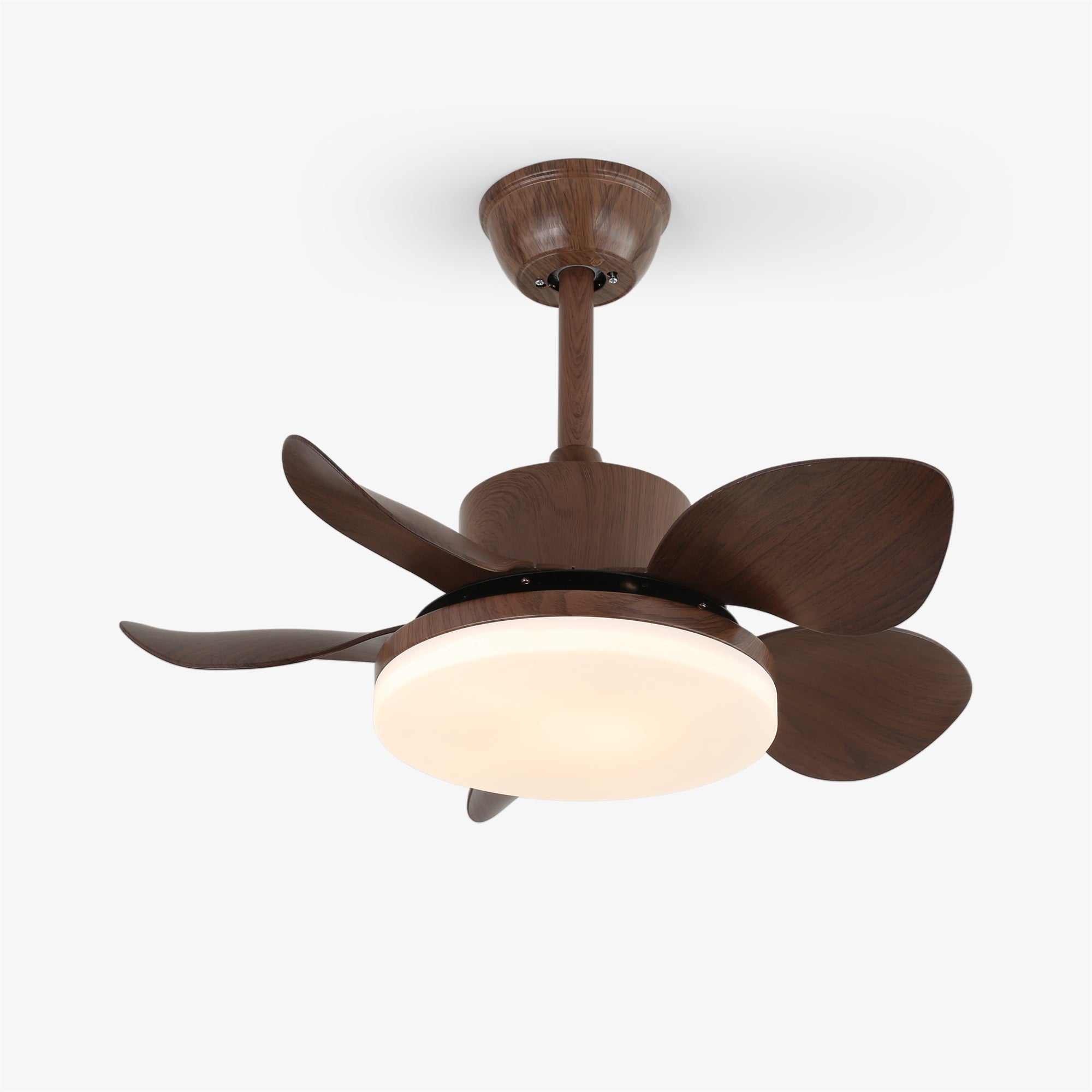 Plafonnier Ventilateur Alenya en bois installé dans une chambre