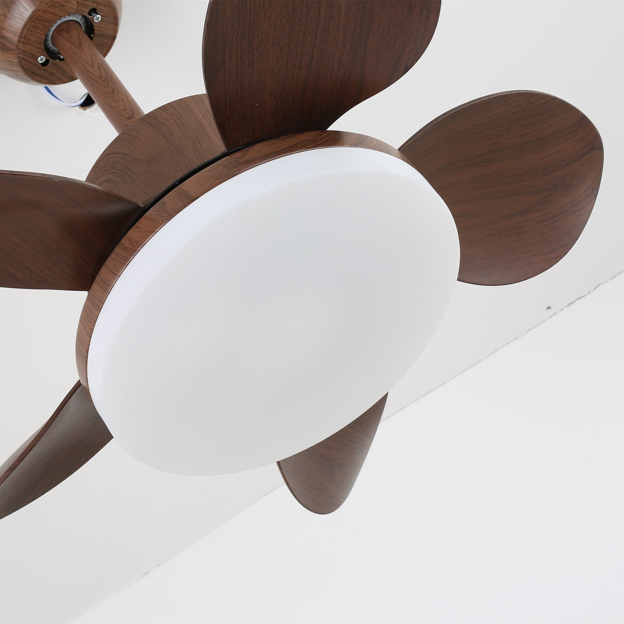 Plafonnier Ventilateur Alenya en bois démontrant le contrôle à 6 vitesses