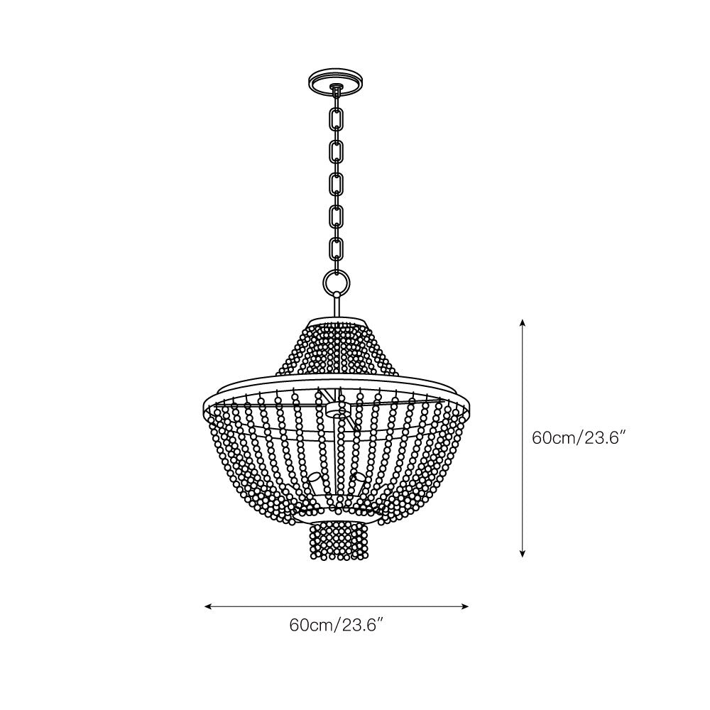 Vela Premium Elegance Wooden Metal Chandelier - Lamp Copper