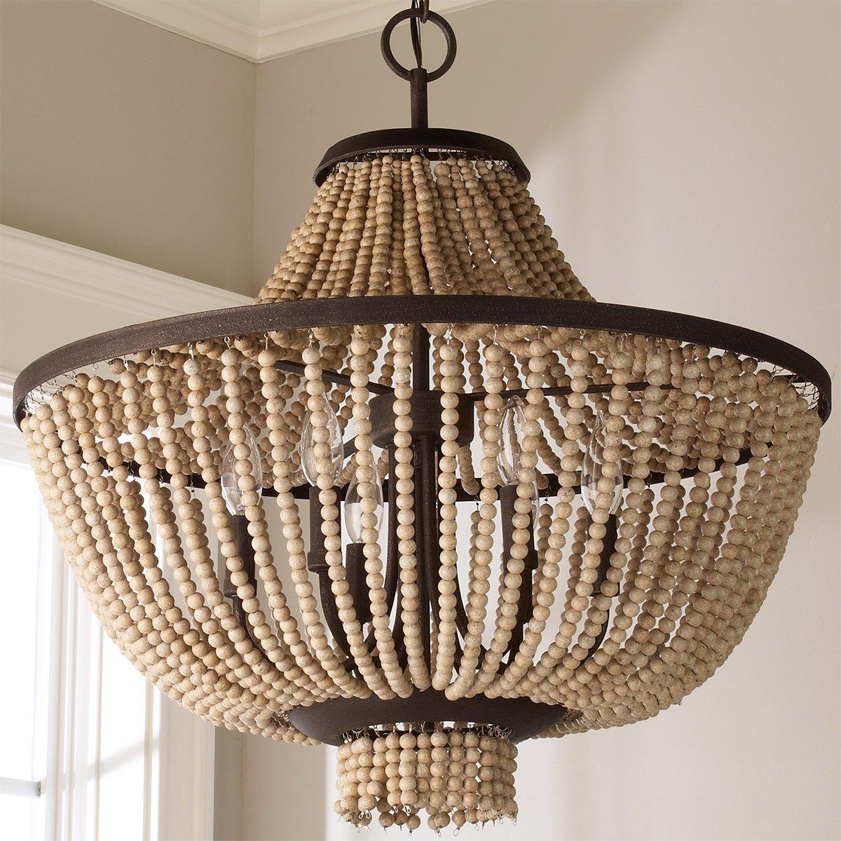 Vela Premium Elegance Wooden Metal Chandelier - Lamp Copper