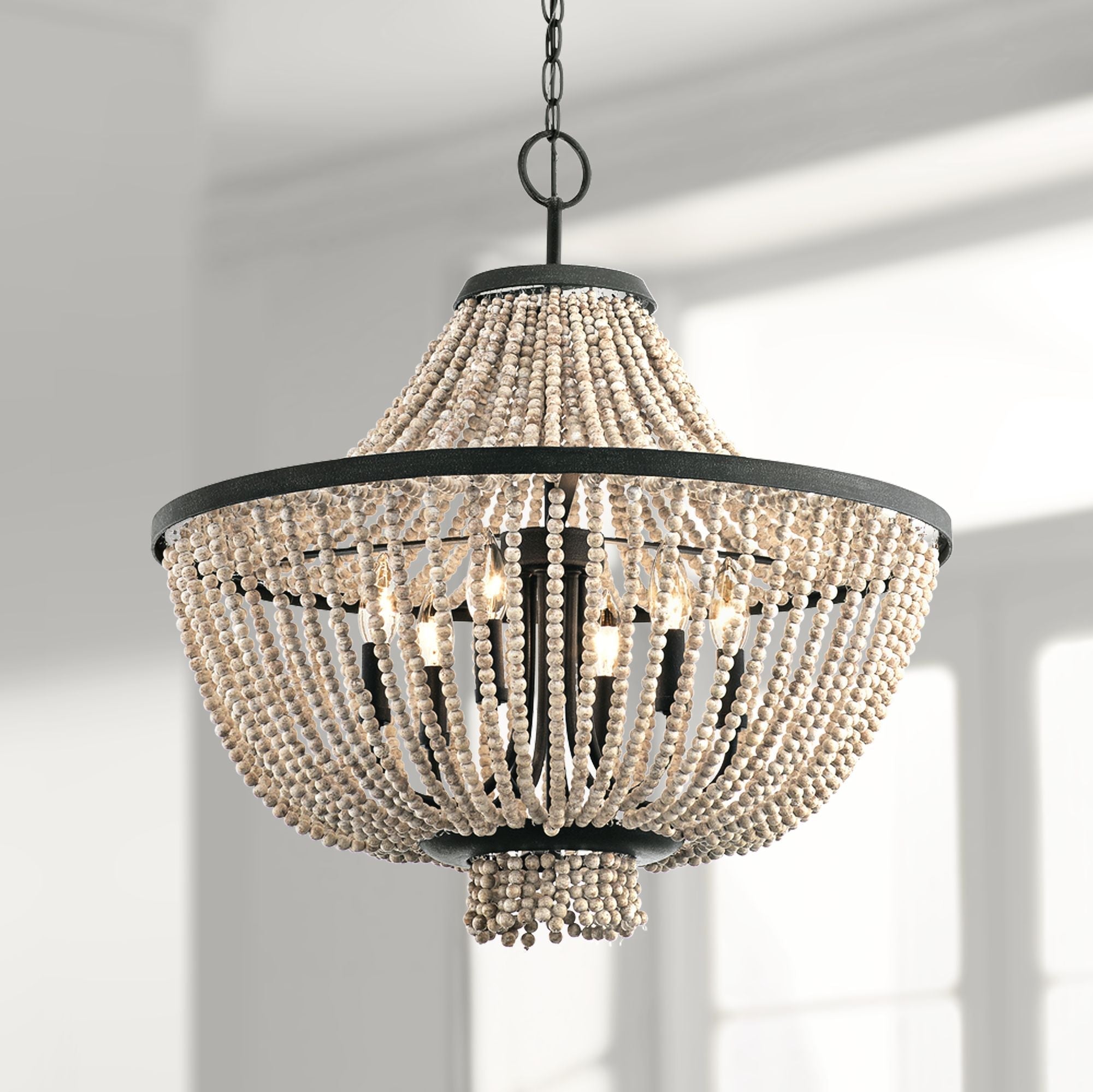 Vela Premium Elegance Wooden Metal Chandelier - Lamp Copper