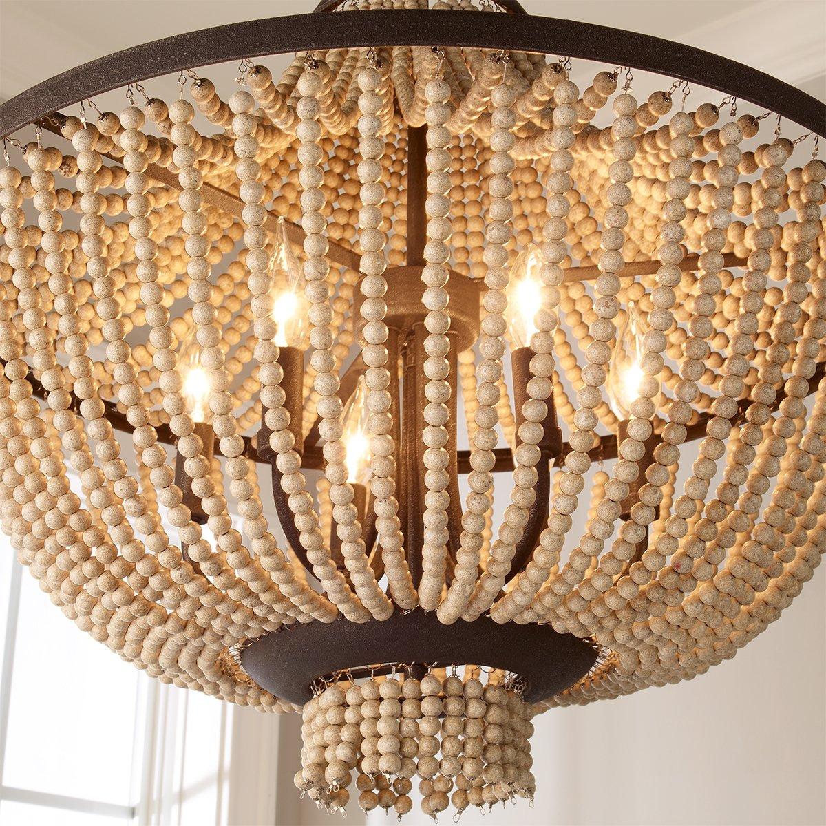 Vela Premium Elegance Wooden Metal Chandelier - Lamp Copper
