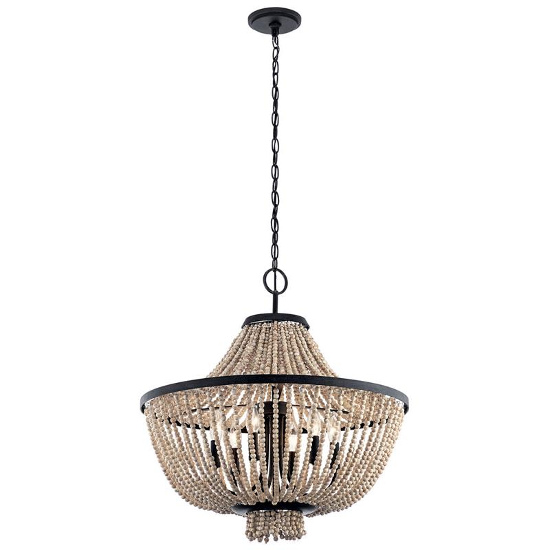 Vela Premium Elegance Wooden Metal Chandelier - Lamp Copper