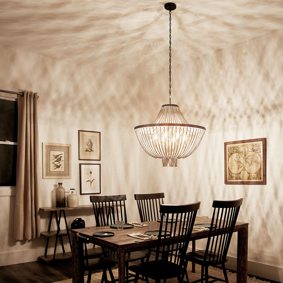 Vela Premium Elegance Wooden Metal Chandelier - Lamp Copper