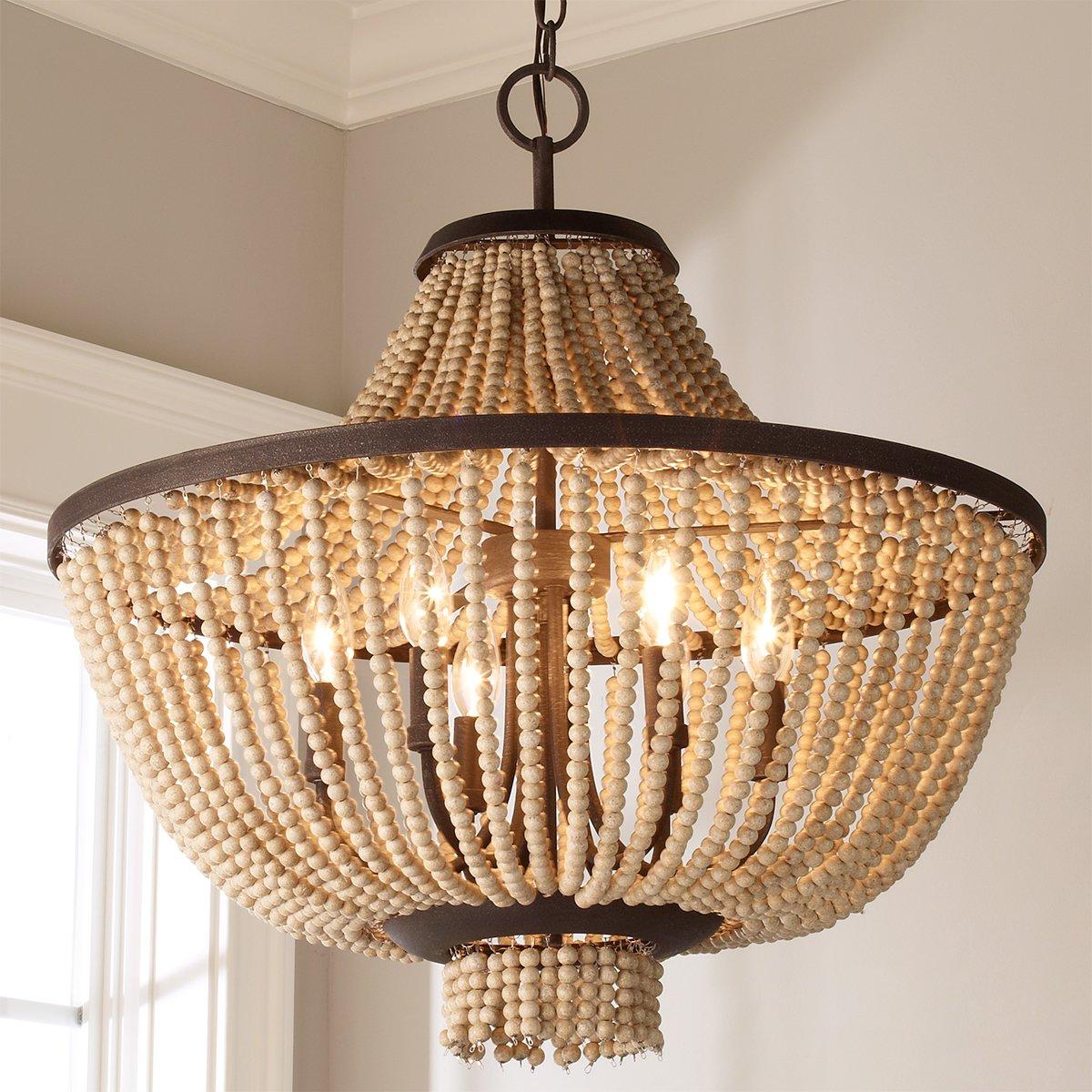 Vela Premium Elegance Wooden Metal Chandelier - Lamp Copper