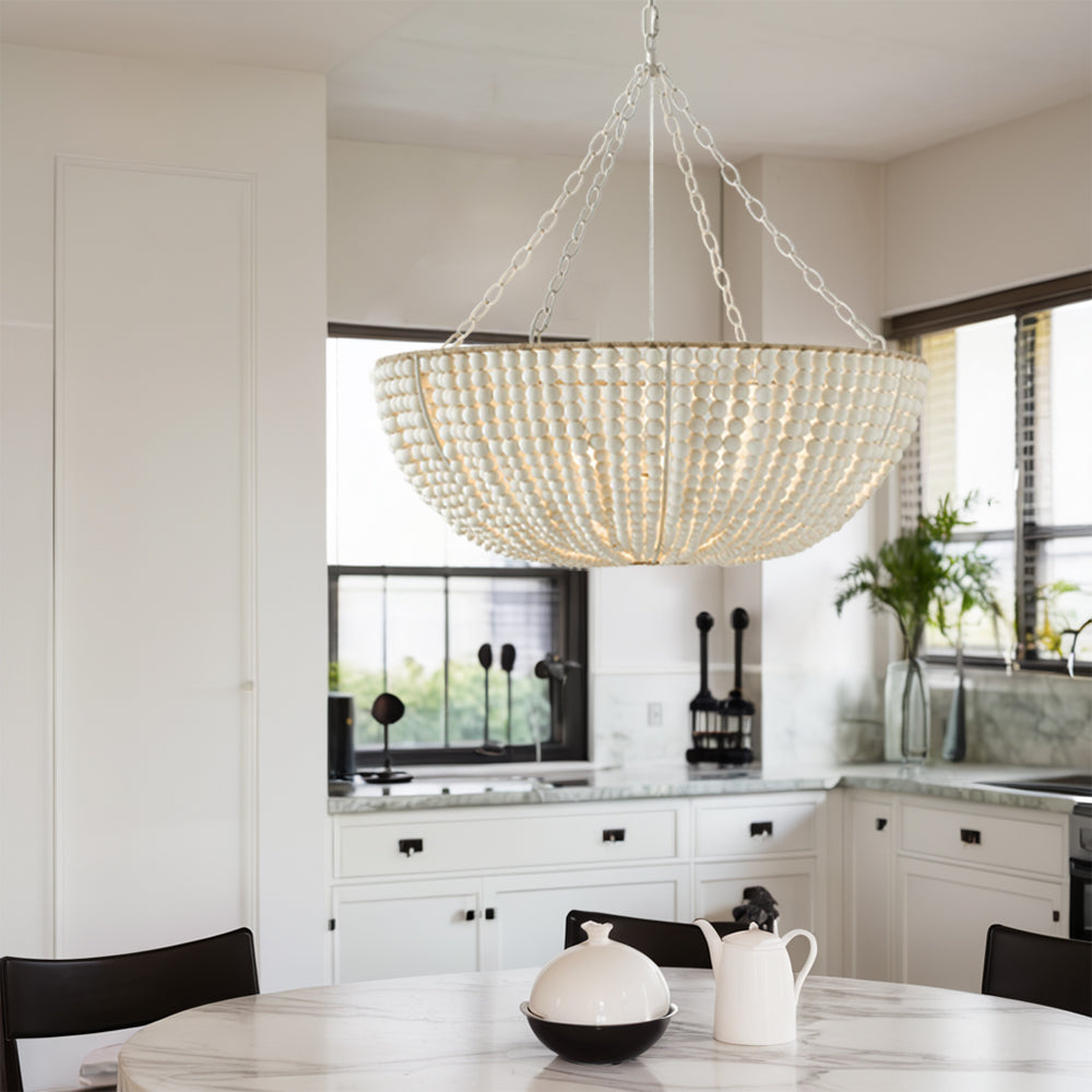 Colora Postmodern Luxury Beaded Wood Chandelier - Lamp Copper