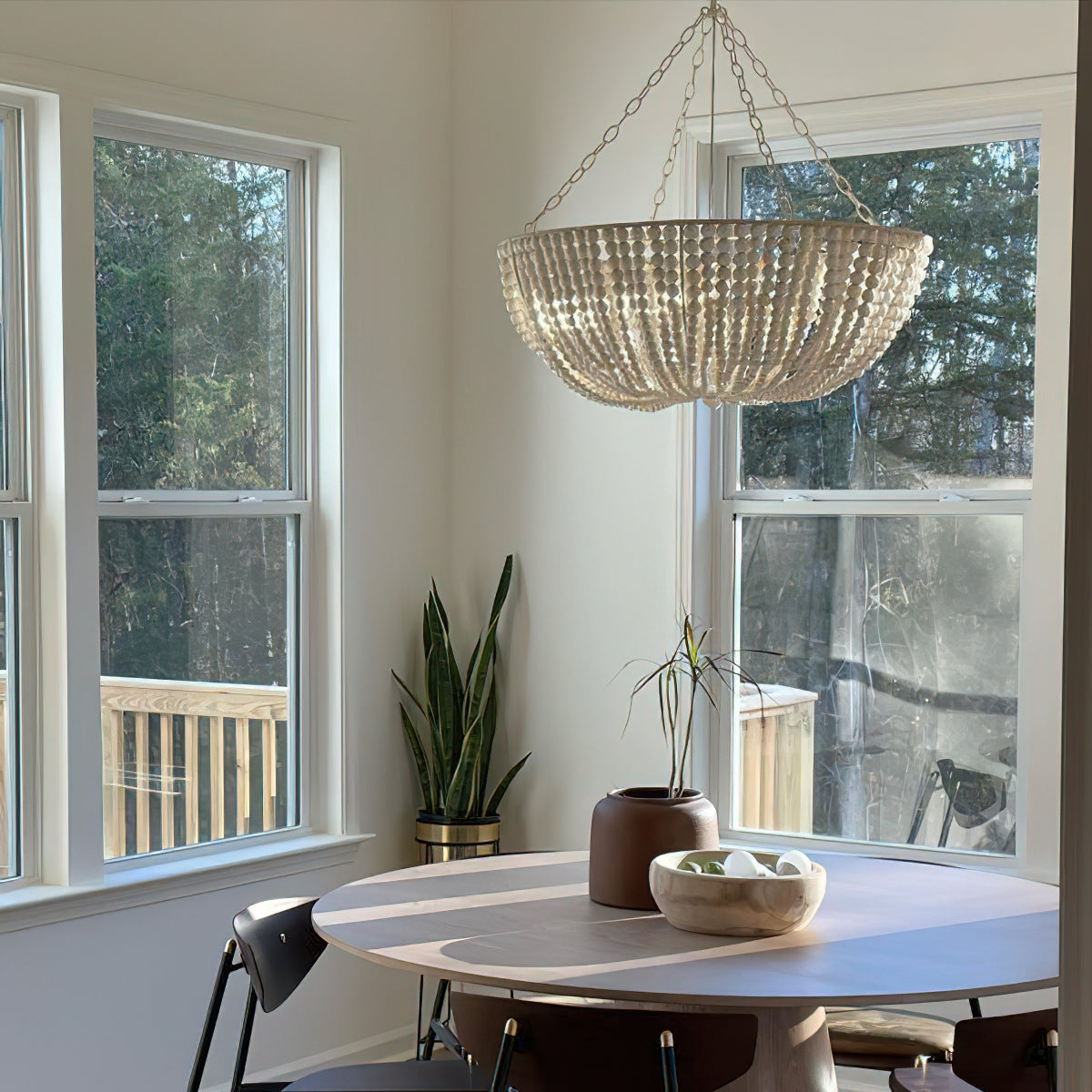 Colora Postmodern Luxury Beaded Wood Chandelier - Lamp Copper