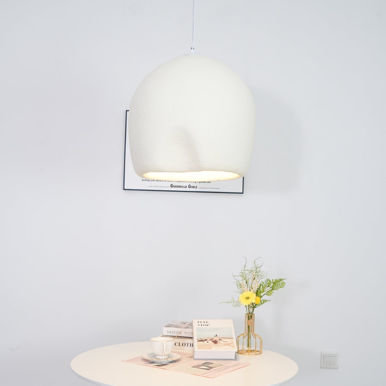 Solara Pendant Lamp Plaster Rounded Dome Wabi Sabi - Letslighting
