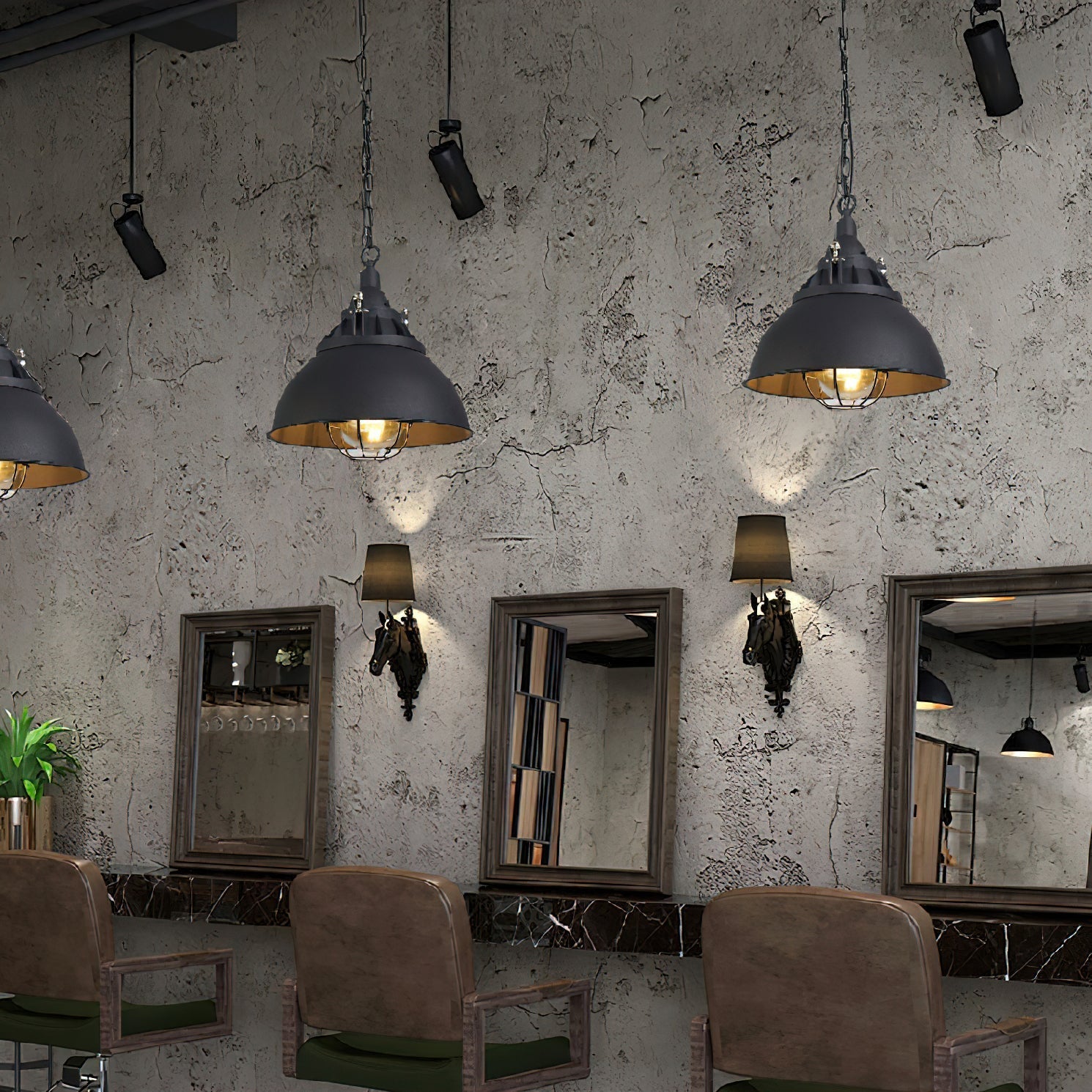 Celest Vintage Industrial Cage Metal Glass Pendant Light - Lamp Copper