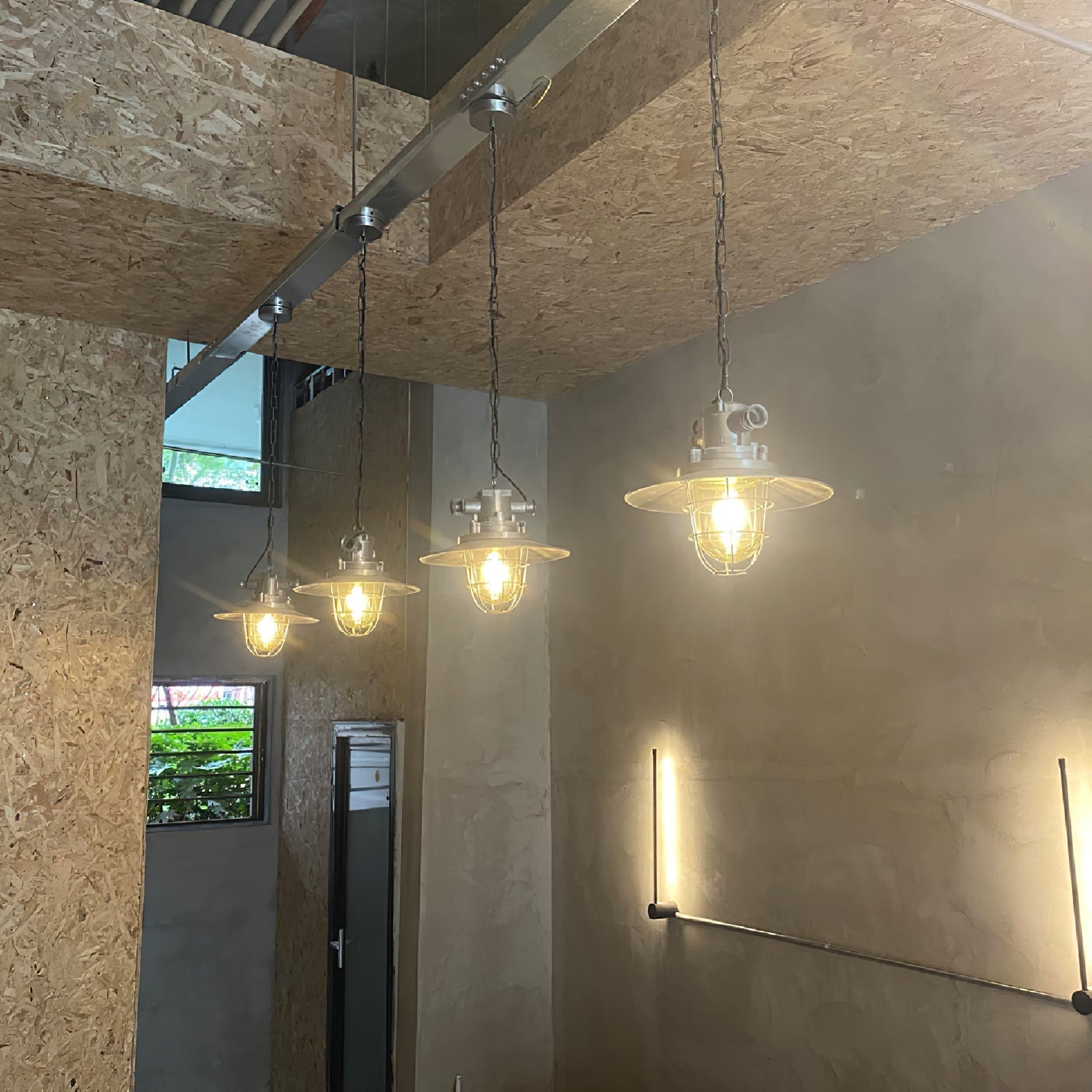Celest Vintage Industrial Cage Metal Glass Pendant Light - Lamp Copper