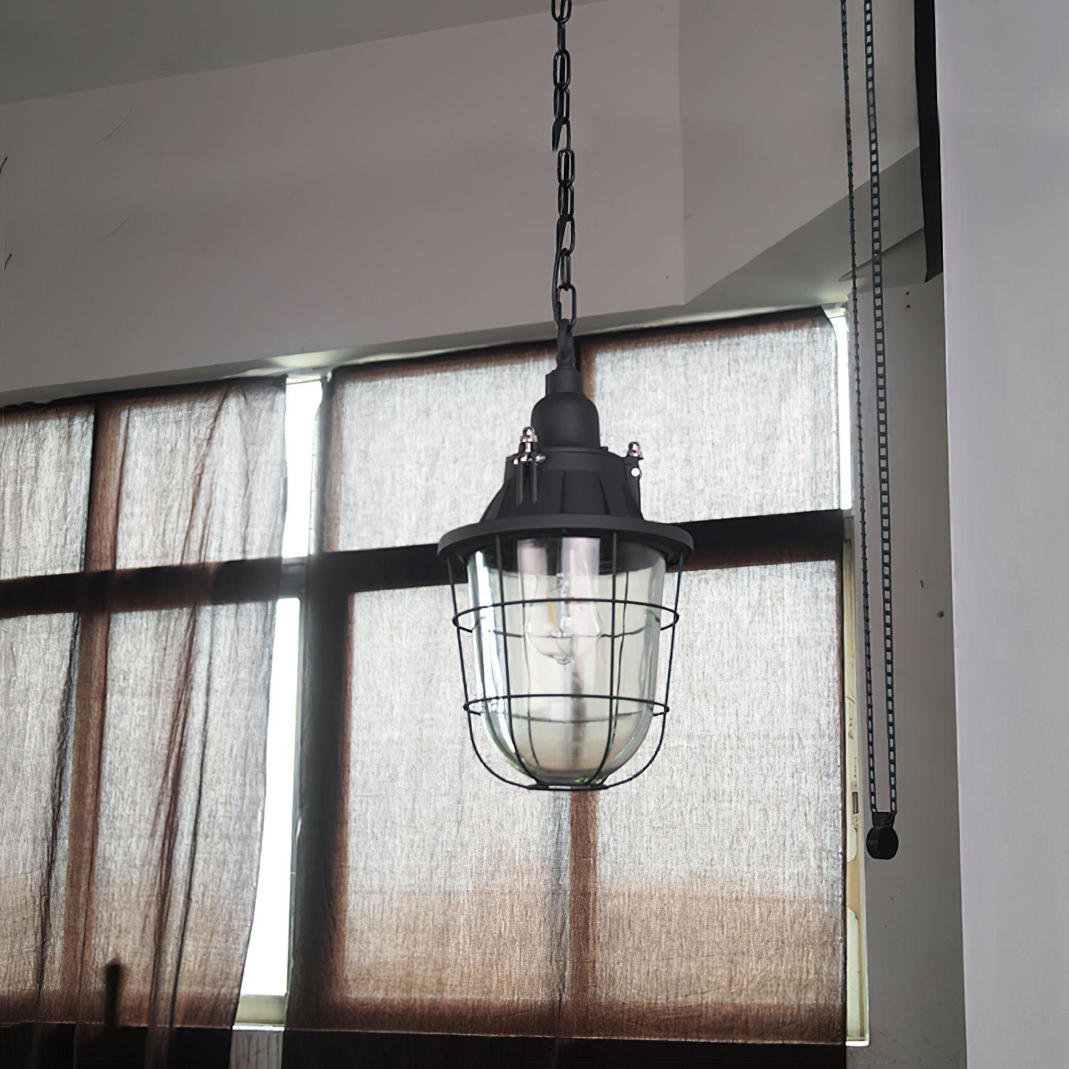Celest Vintage Industrial Cage Metal Glass Pendant Light - Lamp Copper