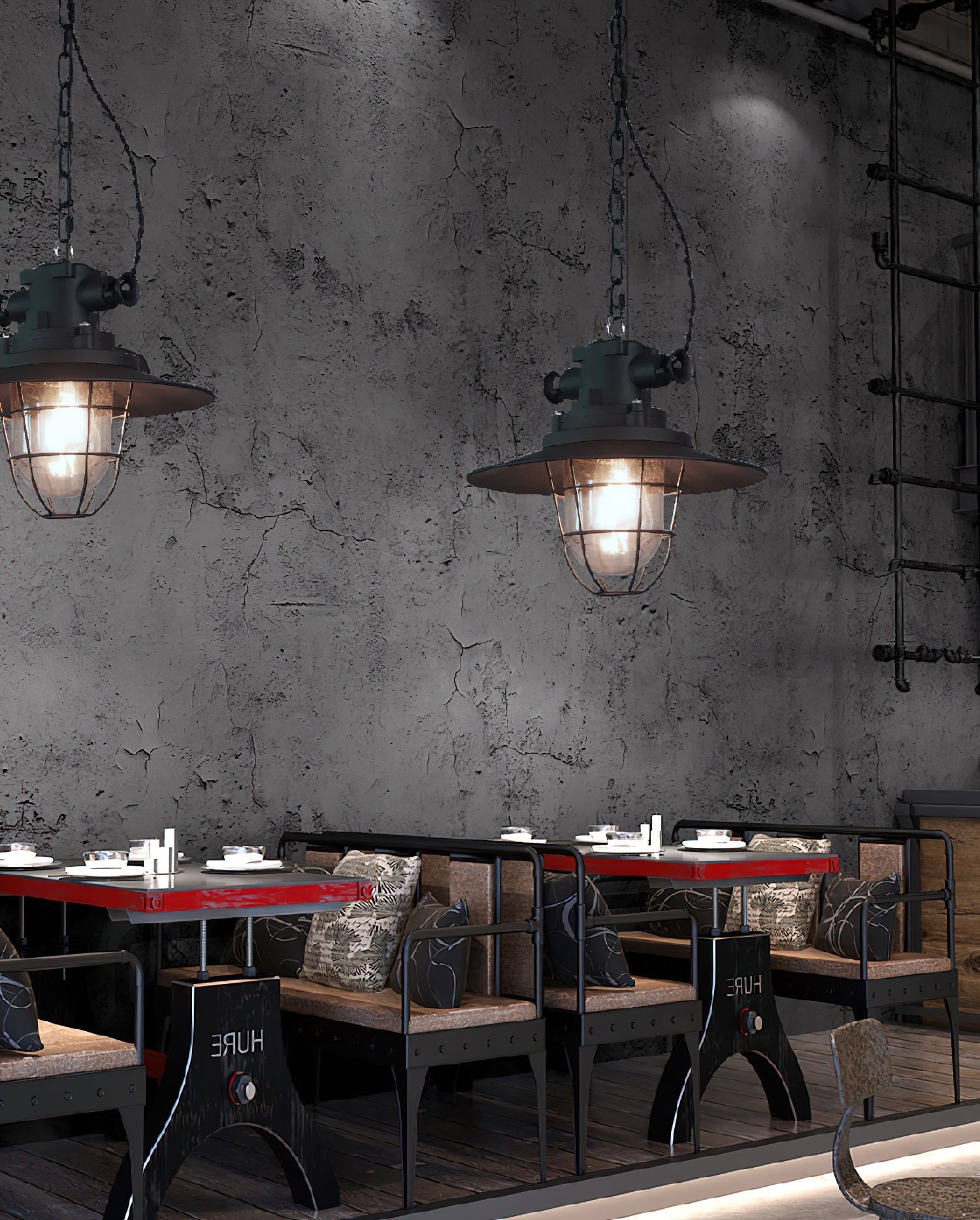 Celest Vintage Industrial Cage Metal Glass Pendant Light - Lamp Copper