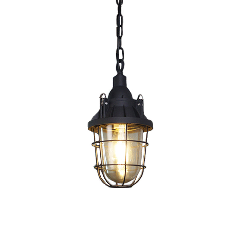 Celest Vintage Industrial Cage Metal Glass Pendant Light - Lamp Copper