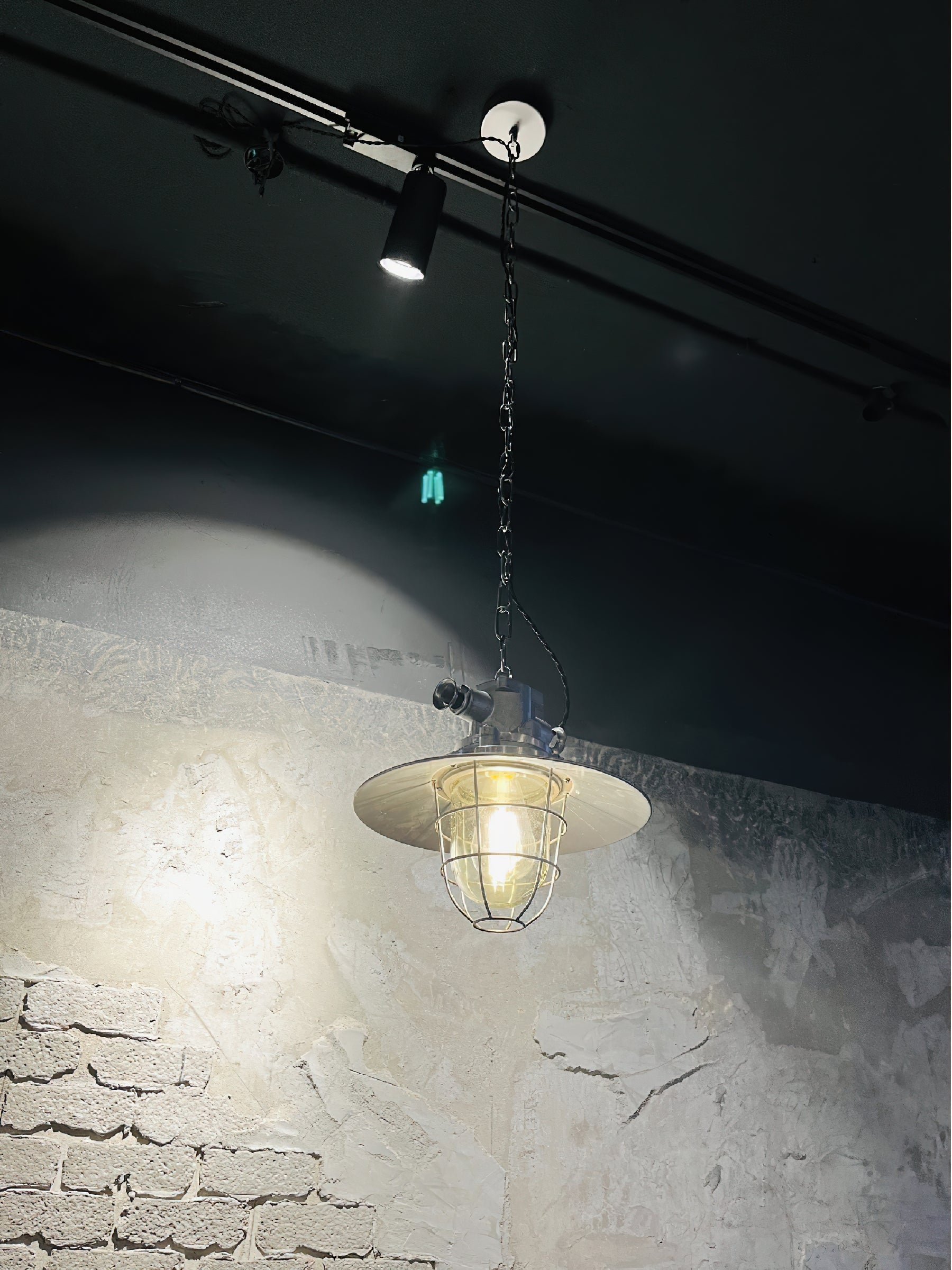 Celest Vintage Industrial Cage Metal Glass Pendant Light - Lamp Copper