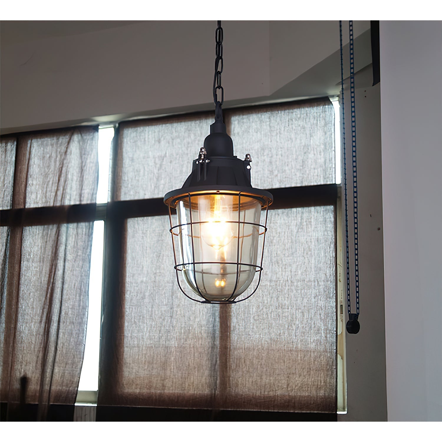 Celest Vintage Industrial Cage Metal Glass Pendant Light - Lamp Copper