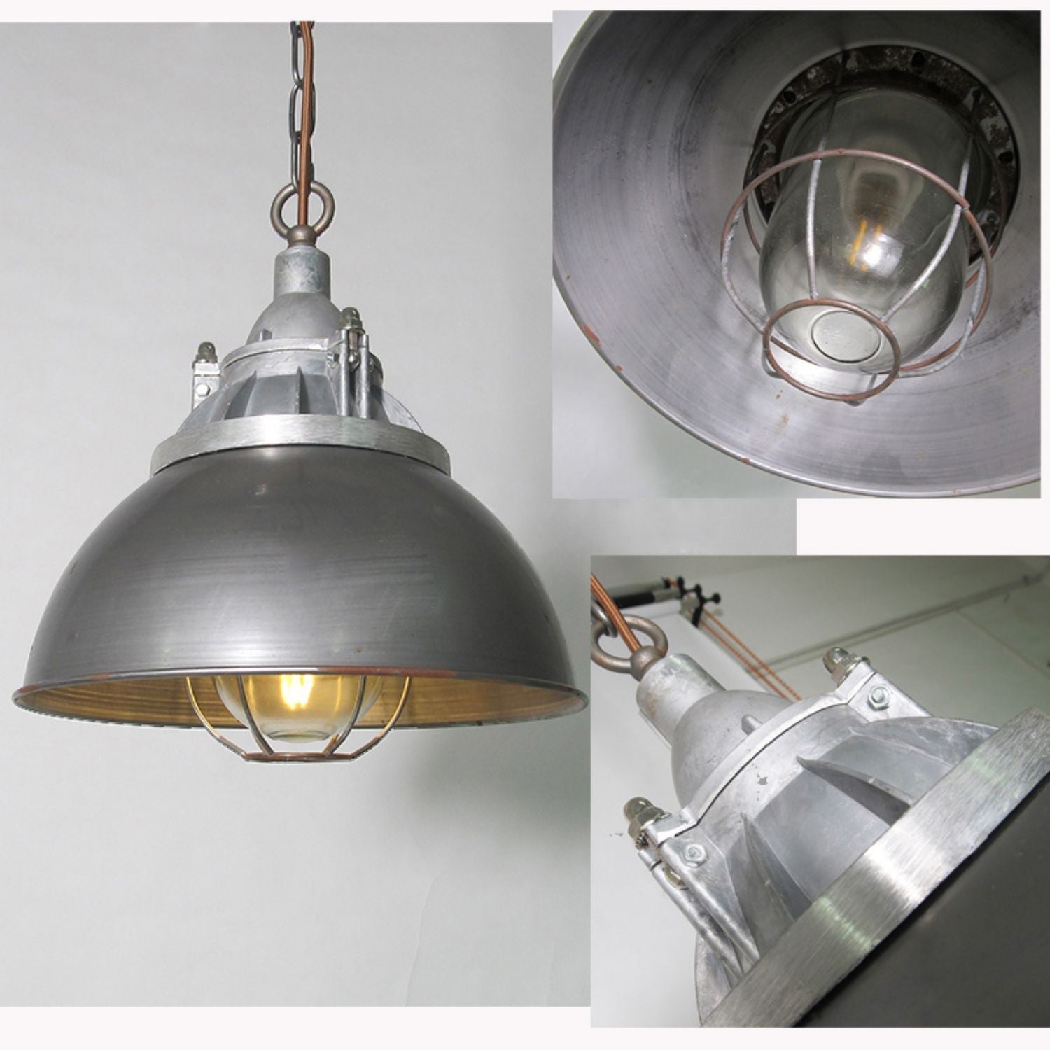 Celest Vintage Industrial Cage Metal Glass Pendant Light - Lamp Copper