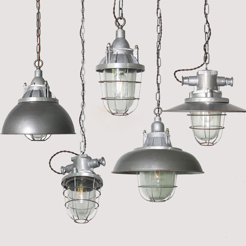 Celest Vintage Industrial Cage Metal Glass Pendant Light - Lamp Copper