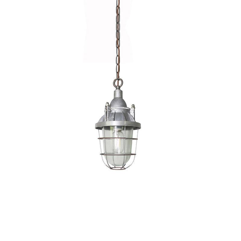 Celest Vintage Industrial Cage Metal Glass Pendant Light - Lamp Copper