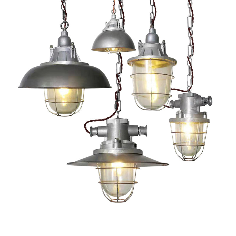 Celest Vintage Industrial Cage Metal Glass Pendant Light - Lamp Copper