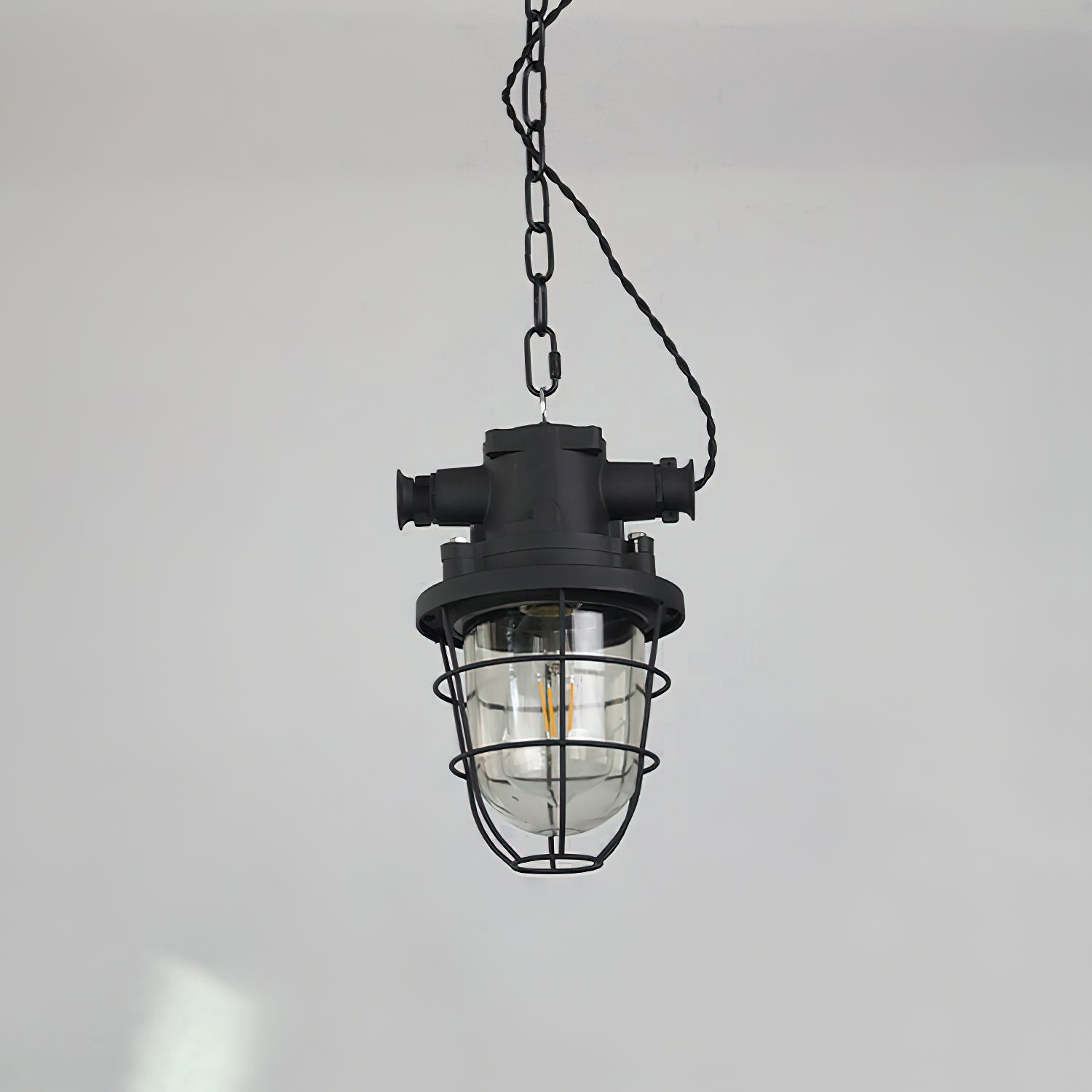 Celest Vintage Industrial Cage Metal Glass Pendant Light - Lamp Copper