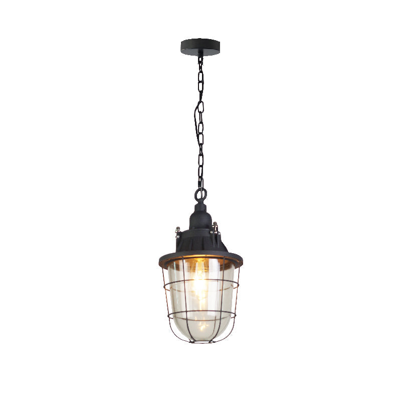 Celest Vintage Industrial Cage Metal Glass Pendant Light - Lamp Copper