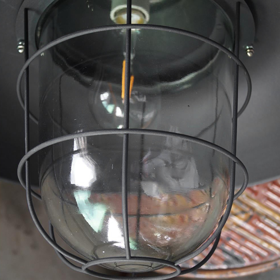 Celest Vintage Industrial Cage Metal Glass Pendant Light - Lamp Copper