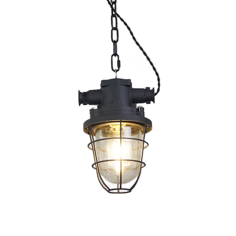 Celest Vintage Industrial Cage Metal Glass Pendant Light - Lamp Copper